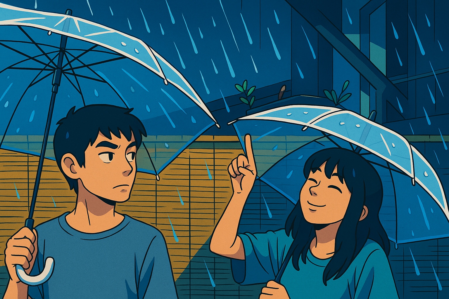 Two people talking and smiling
